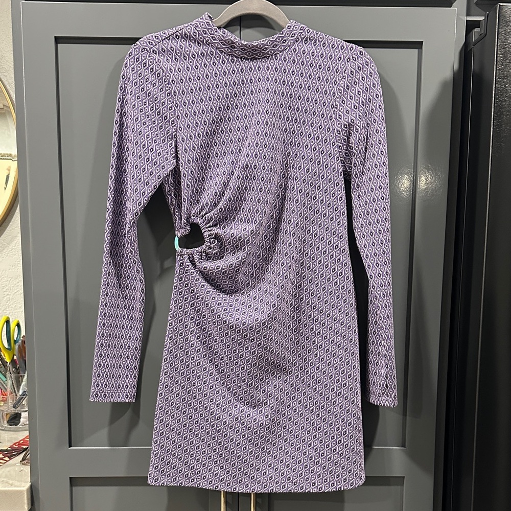 Zara Purple Geometric Long Sleeve Dress
